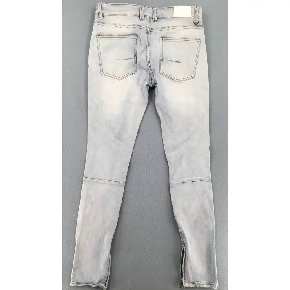 KDNK 11 4 14 11 Distressed Skinny Zip Hem Stretch Jeans Men's 32